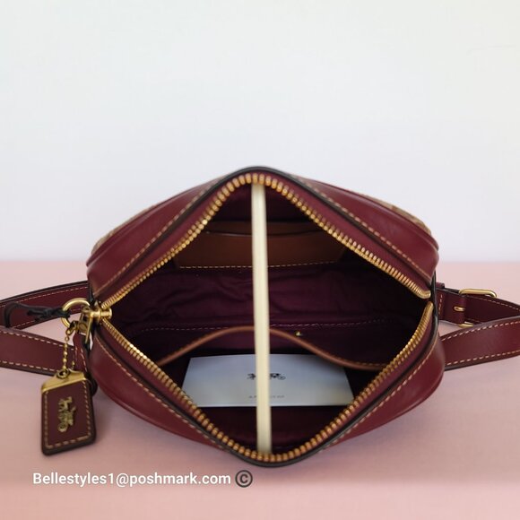 COACH 1941 Small BELT Bag in Signature Jacquard and Smooth Leather- Tan Scarlet - Picture 14 of 16